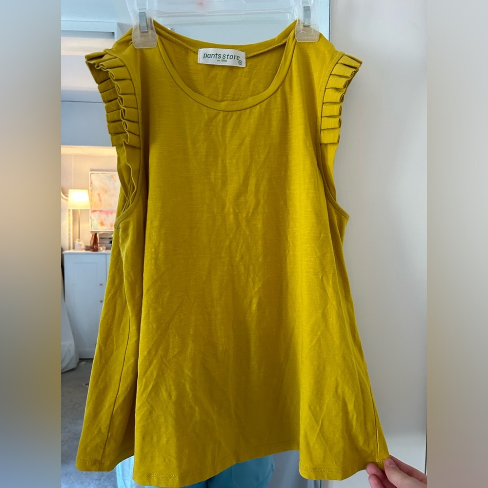 Yellow Sleeveless Top with Ruffle Detail
